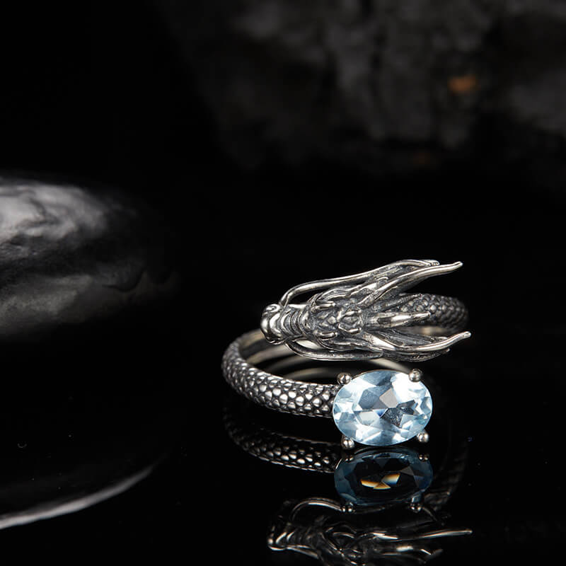Auspicious Dragon Ring - Garnet or Topaz - Image 5