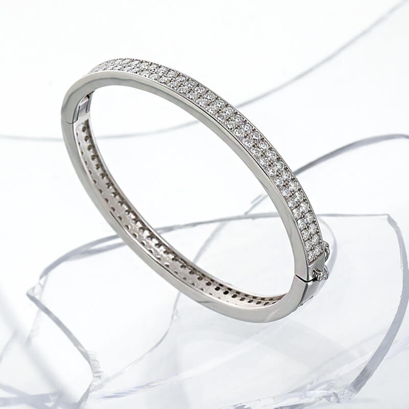 925 Silver Cuff Bracelet with Channel-Set Moissanite - Image 4