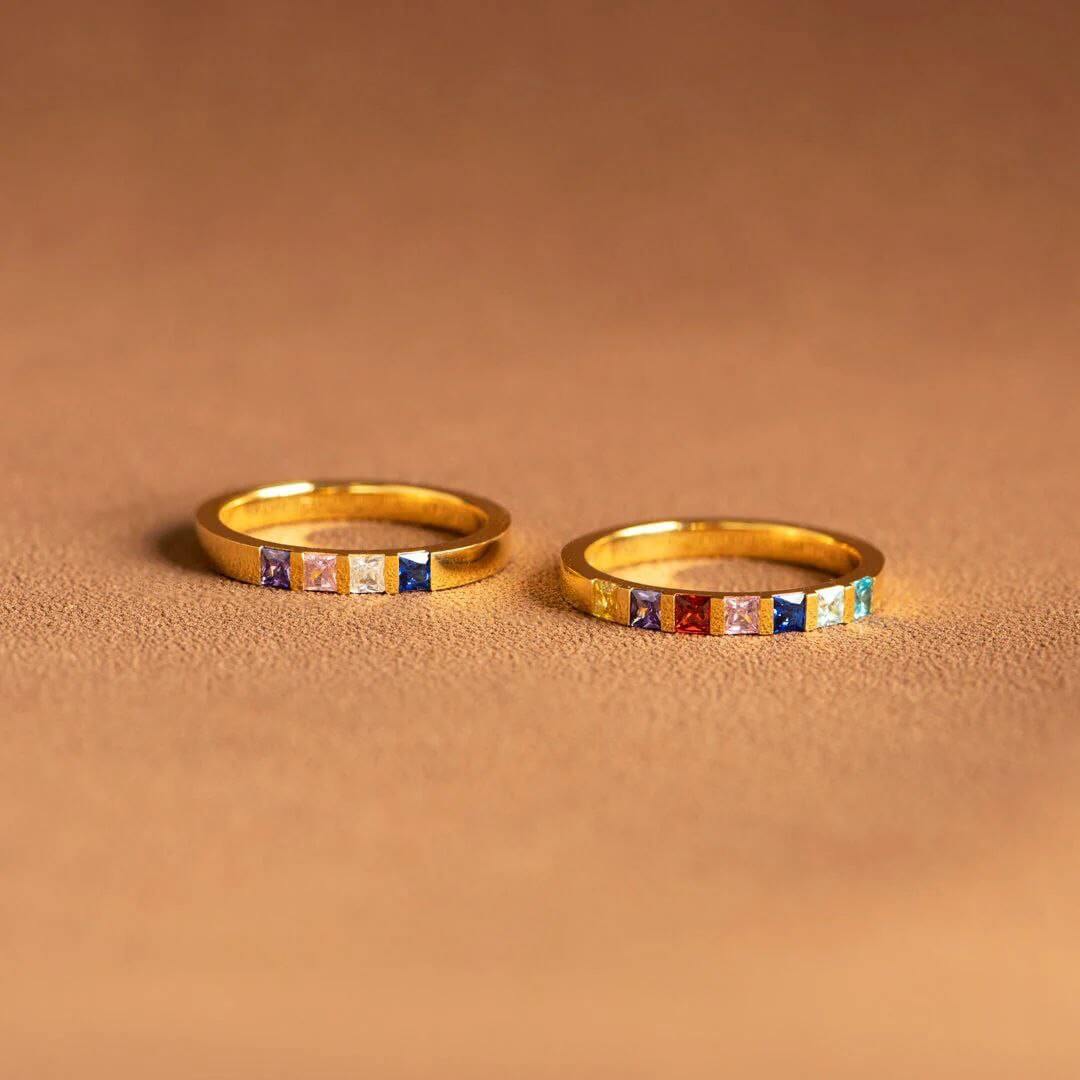 Silver or Gold Baguette Birthstone Ring - Elegant Jewelry Gift - Image 3