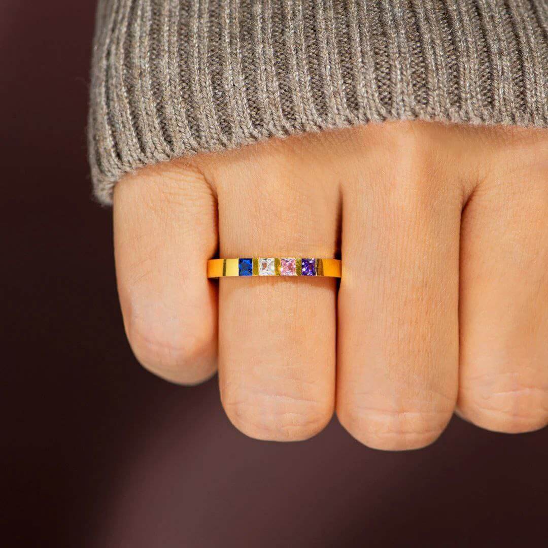Silver or Gold Baguette Birthstone Ring - Elegant Jewelry Gift - Image 5