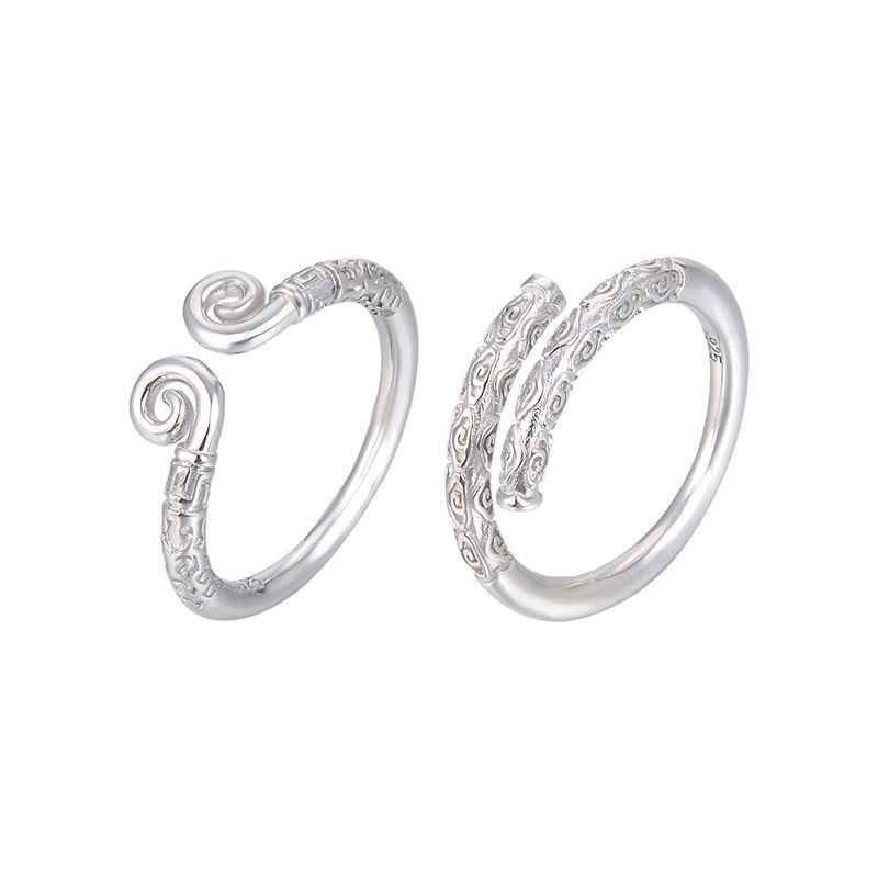 925 Sterling Silver Black Myth Wukong Matching Couple Rings, Wukong Crown Ring & Monkey King Bar Ring - Image 4