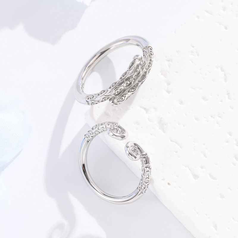 925 Sterling Silver Black Myth Wukong Matching Couple Rings, Wukong Crown Ring & Monkey King Bar Ring - Image 5
