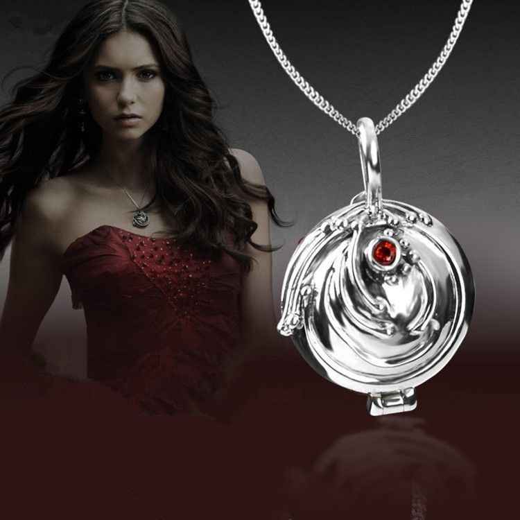 925 Sterling Silver Box Pendant Studded VAMPIRE DIARIES inspired Elena Vervain Locket