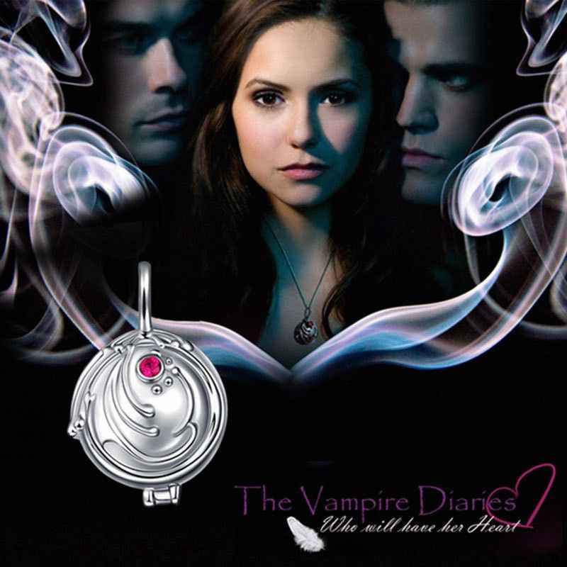 925 Sterling Silver Box Pendant Studded VAMPIRE DIARIES inspired Elena Vervain Locket - Image 2