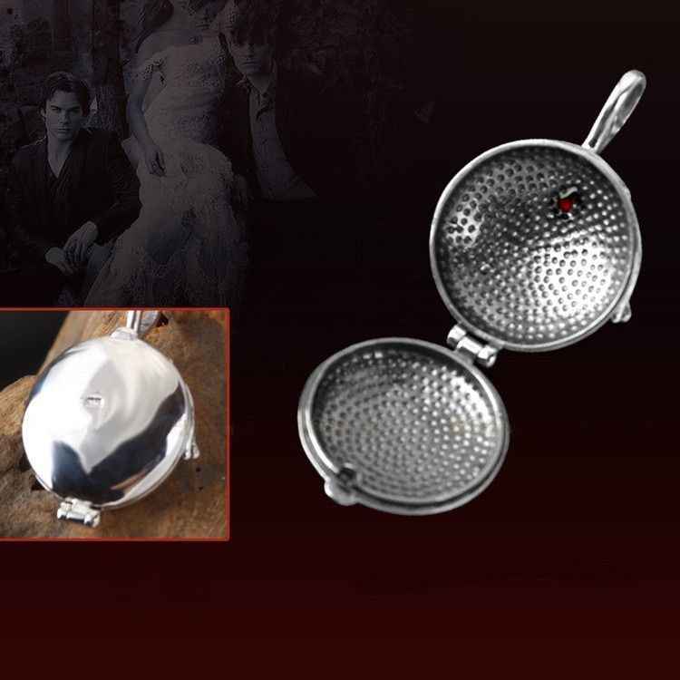 925 Sterling Silver Box Pendant Studded VAMPIRE DIARIES inspired Elena Vervain Locket - Image 3