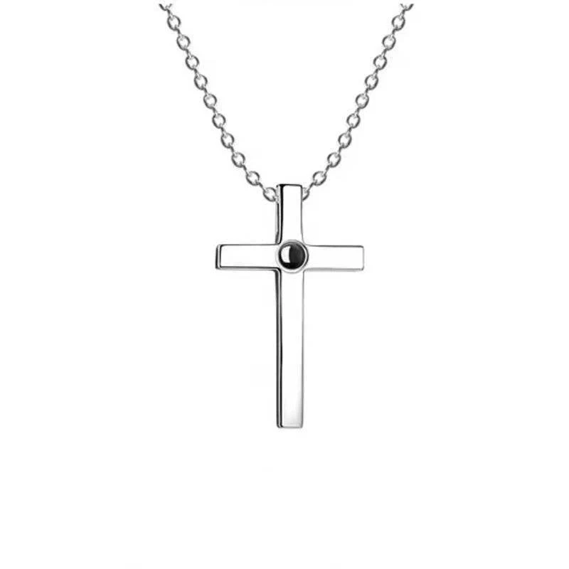 Custom Photo & Text Bible Verse or Prayers Projection Cross Matching Necklaces - Image 4