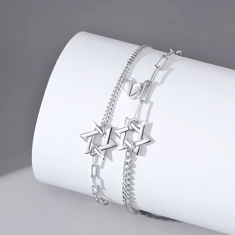Hexagram Heart Magnetic Couple Bracelets - Image 3