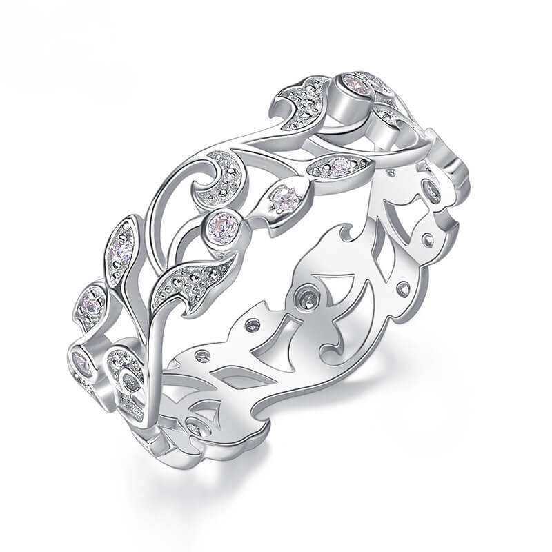 Hollowed Floral Matching Rings - Image 3