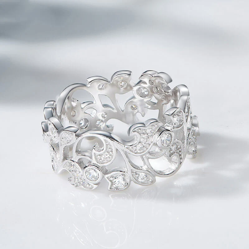 Hollowed Floral Matching Rings - Image 4