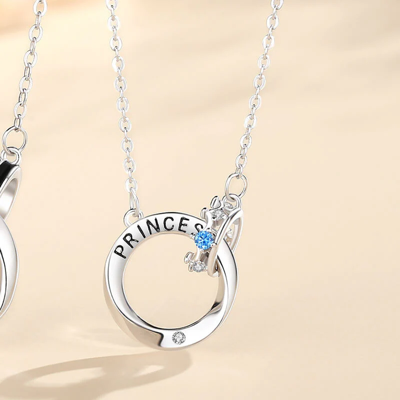 Interlock Mobius Prince & Princess CZ Couple Necklaces - Image 3