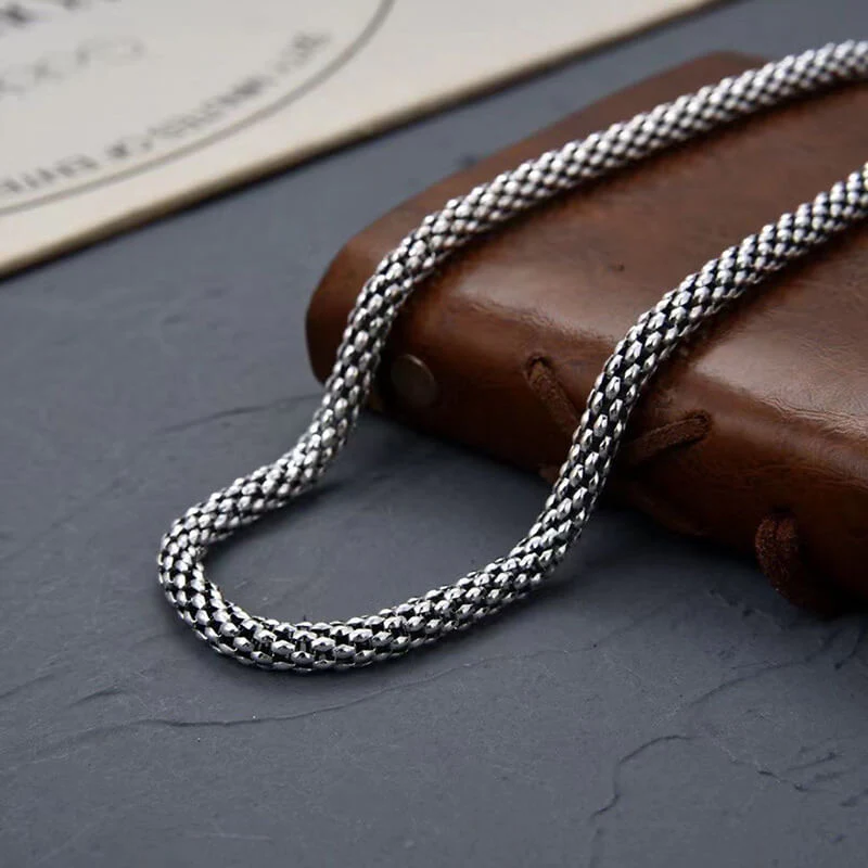 Oxidized Popcorn Coreana 925 Sterling Silver Chain - Image 4