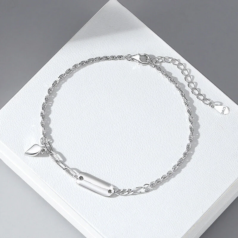 Rectangular Plaque Heart Magnetic Matching Bracelets - Image 3