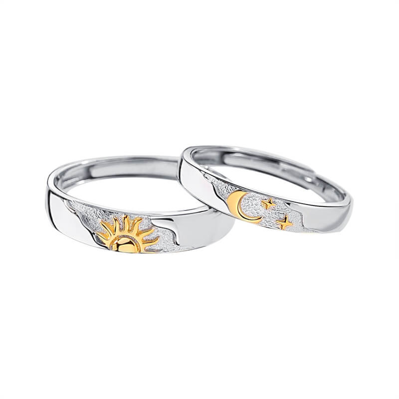 Sun & Moon Two Tone Matching Rings