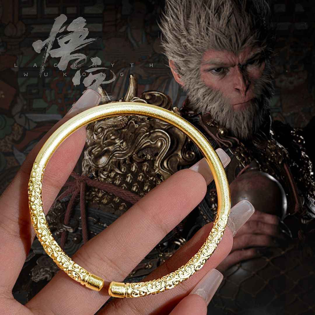 999 Sterling Silver Black Myth Wukong Matching Couple Bracelets, Wukong Crown & Monkey King Bar Bracelets, Eternal Love Bracelet - Image 4