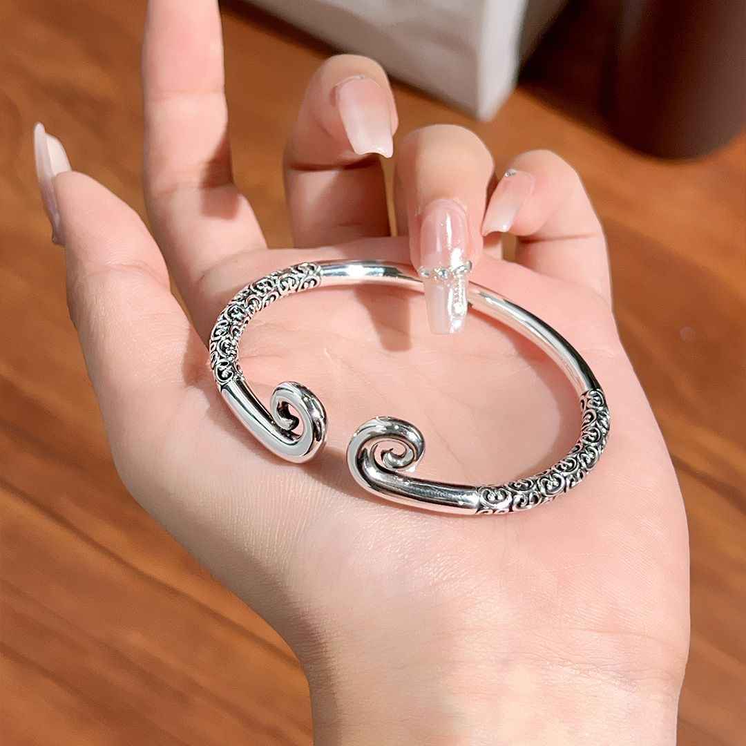 999 Sterling Silver Black Myth Wukong Matching Couple Bracelets, Wukong Crown & Monkey King Bar Bracelets, Eternal Love Bracelet - Image 7