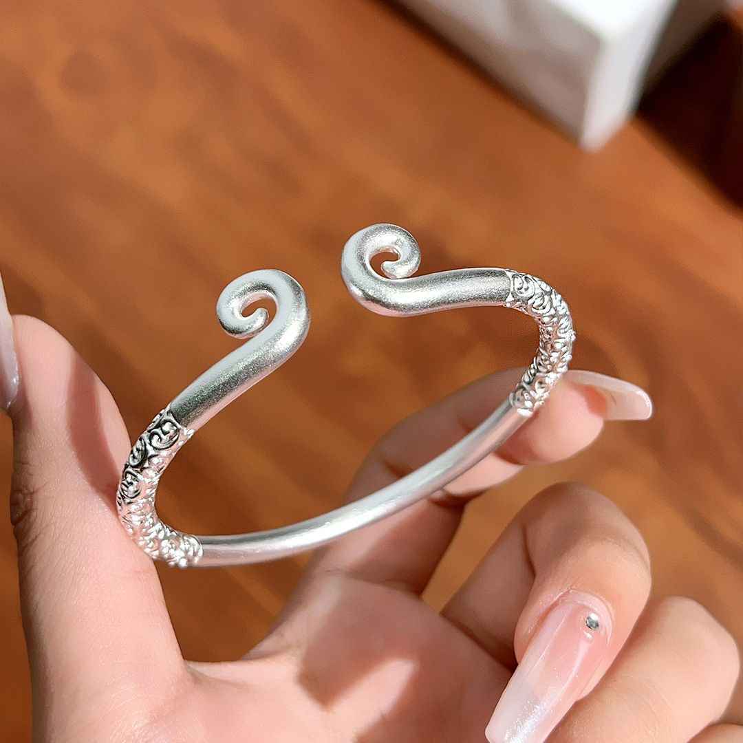999 Sterling Silver Black Myth Wukong Matching Couple Bracelets, Wukong Crown & Monkey King Bar Bracelets, Eternal Love Bracelet - Image 8