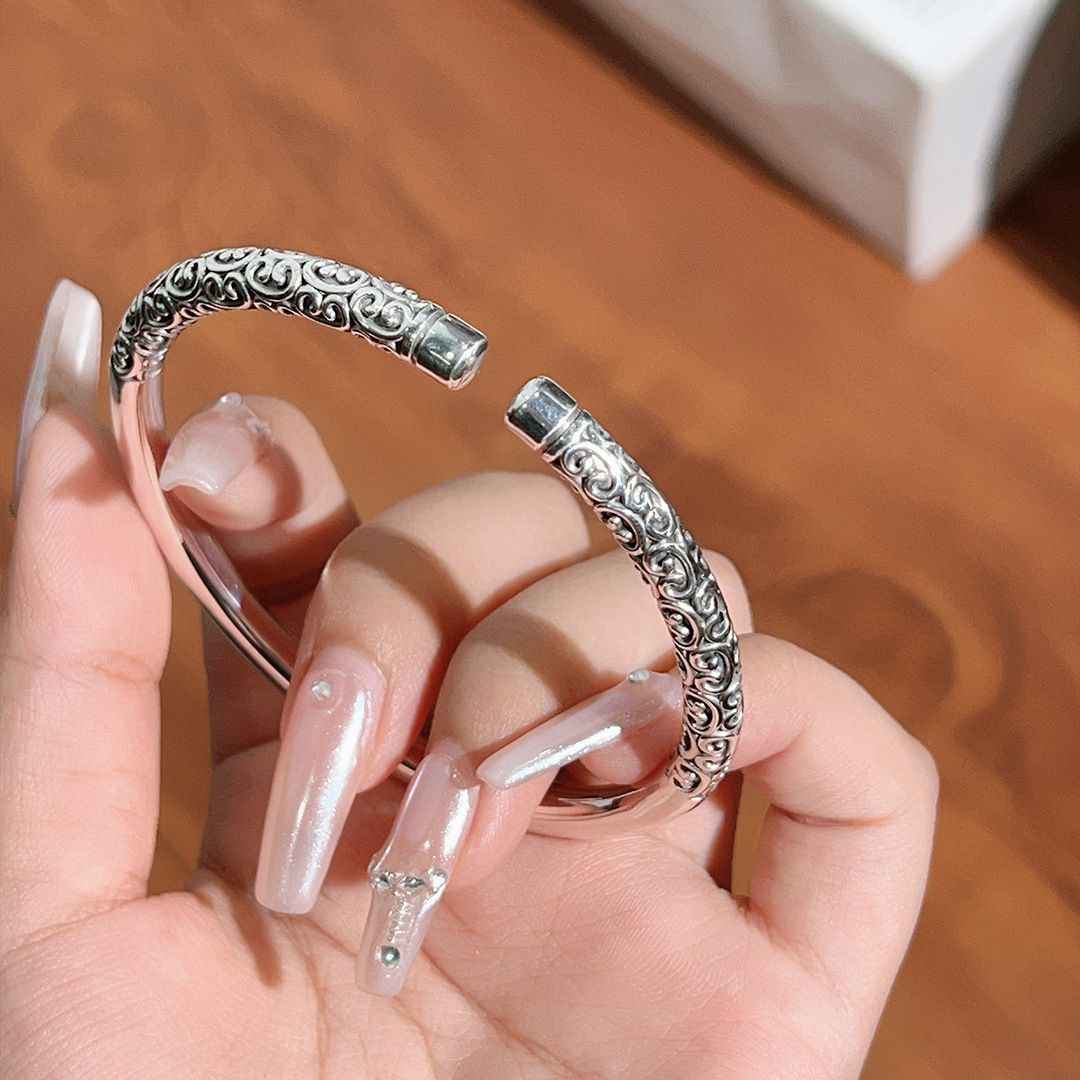 999 Sterling Silver Black Myth Wukong Matching Couple Bracelets, Wukong Crown & Monkey King Bar Bracelets, Eternal Love Bracelet - Image 9