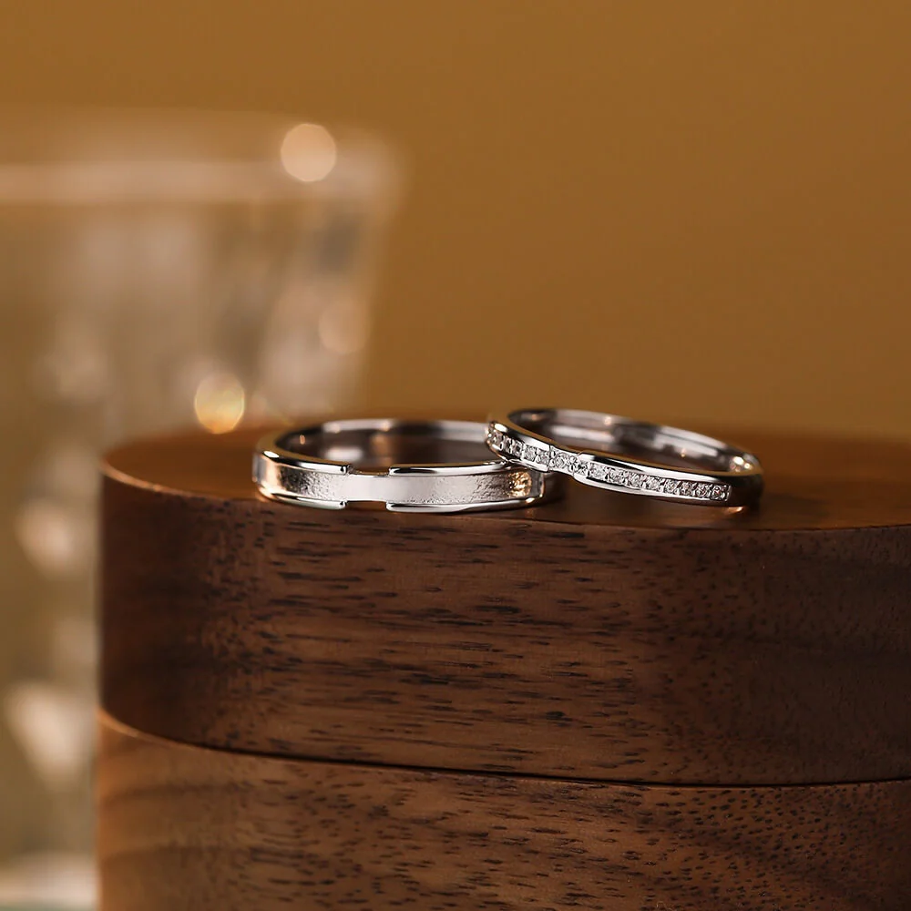 Plain Band Pave CZ Matching Ring
