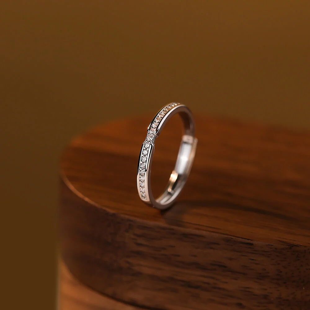 Plain Band Pave CZ Matching Ring - Image 2