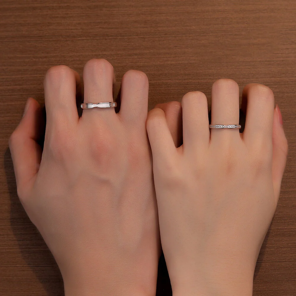 Plain Band Pave CZ Matching Ring - Image 4