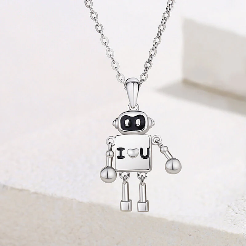 Adorable Magnetic Robot Lover Matching Necklaces - Image 3