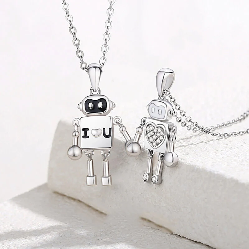 Adorable Magnetic Robot Lover Matching Necklaces - Image 4