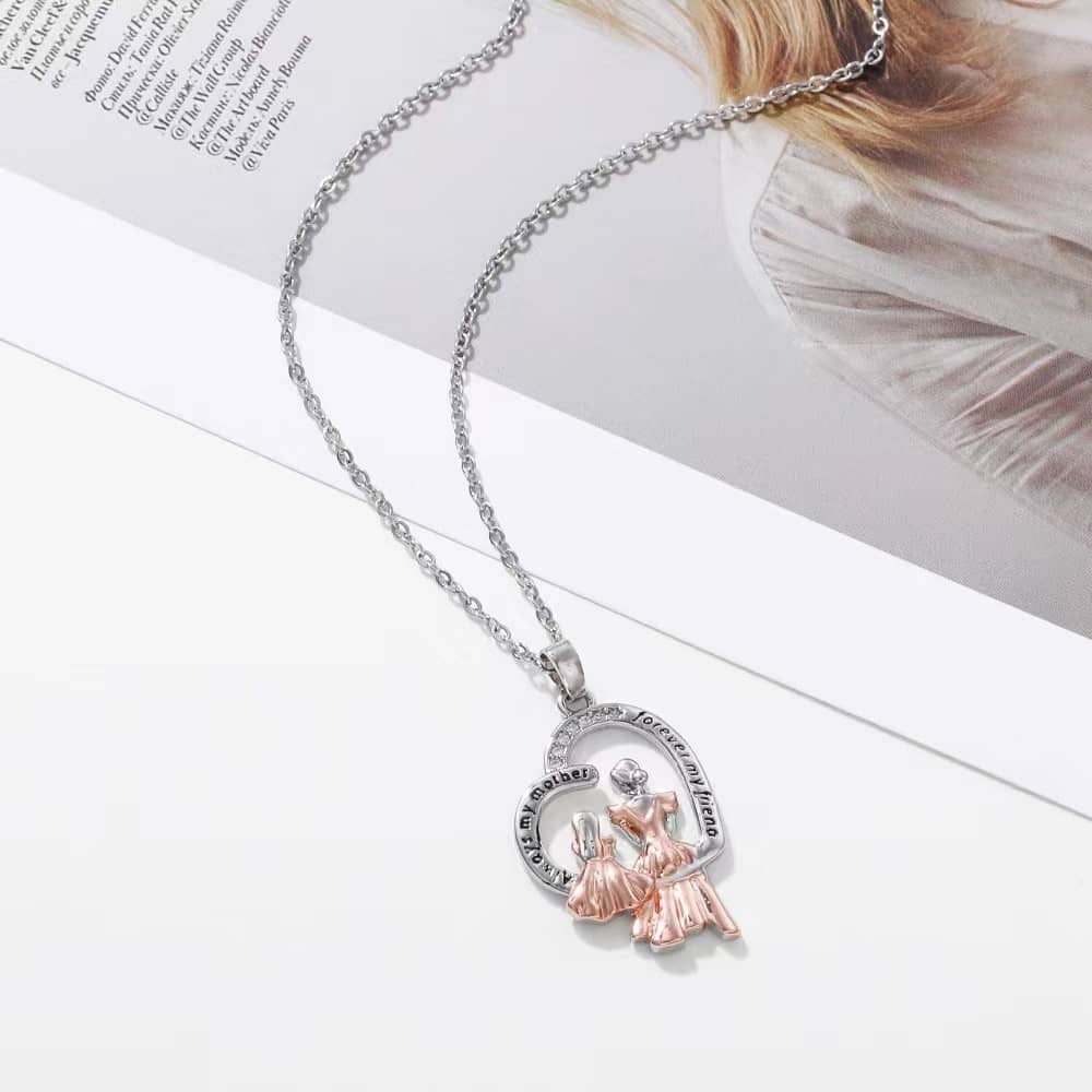 "Forever My Mom, Always My Friend" Heart Necklace for Mom and Daughter - Image 3