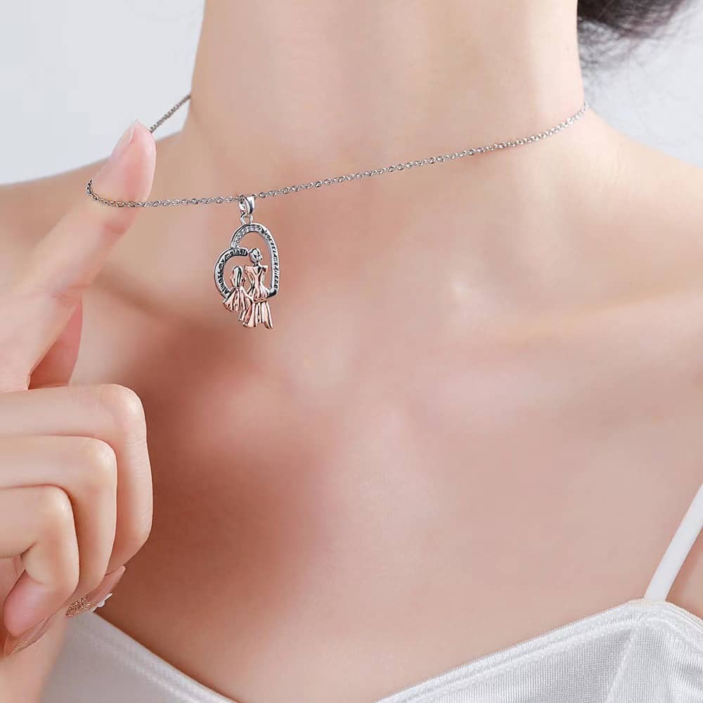 "Forever My Mom, Always My Friend" Heart Necklace for Mom and Daughter - Image 4