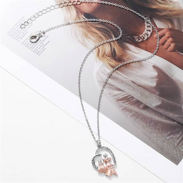 "Forever My Mom, Always My Friend" Heart Necklace for Mom and Daughter - Image 5