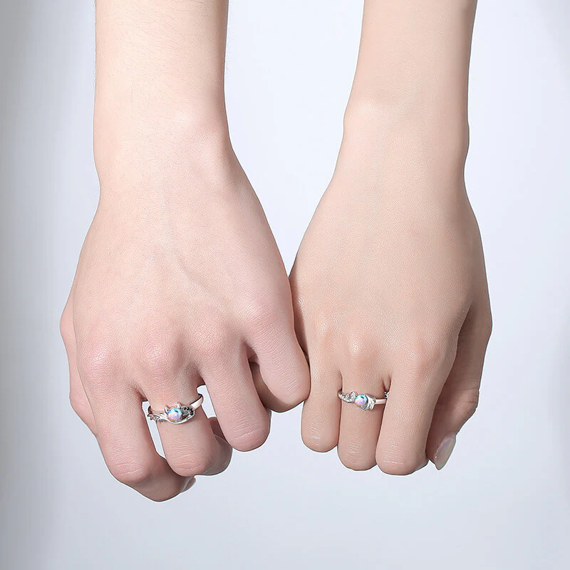 Angel & Devil Moonstone Couple Rings - Image 4