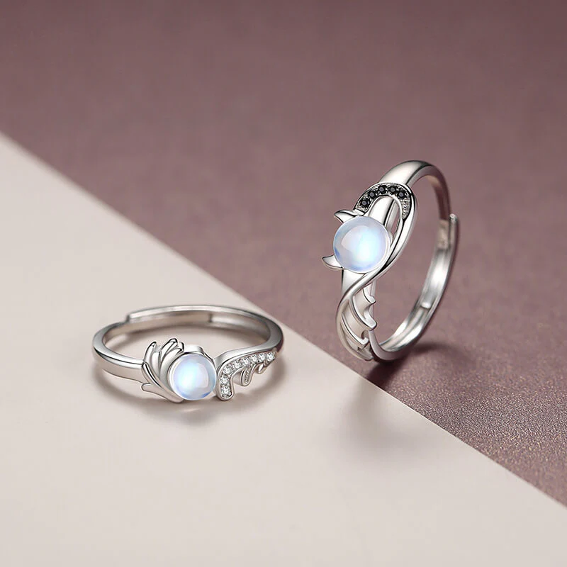 Angel & Devil Moonstone Couple Rings - Image 6