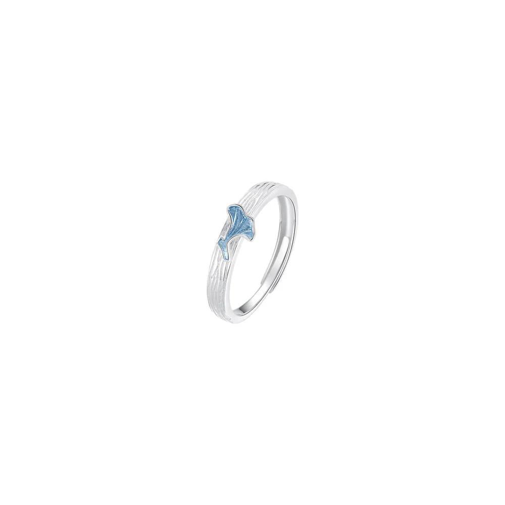 Blue Ginkgo Couple Rings - Image 2
