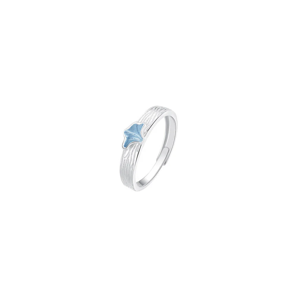 Blue Ginkgo Couple Rings - Image 3