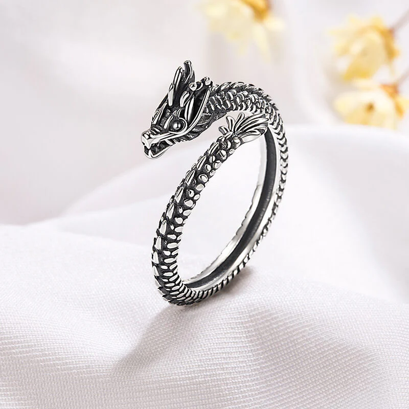 Carved Dragon & Phoenix Matching Rings - Image 3