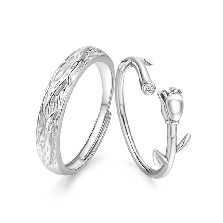 Carved Rose Matching Rings