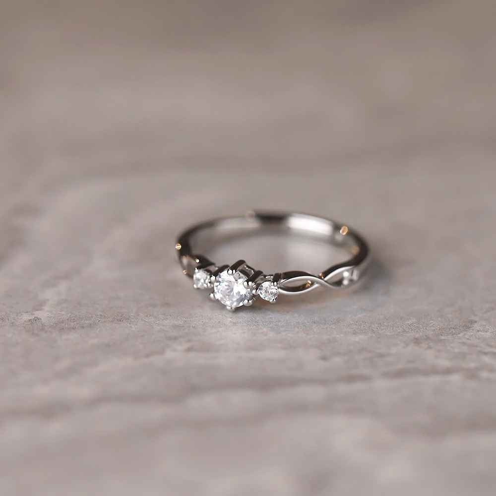 Classic Minimalist CZ Engagement Ring Set - Image 2