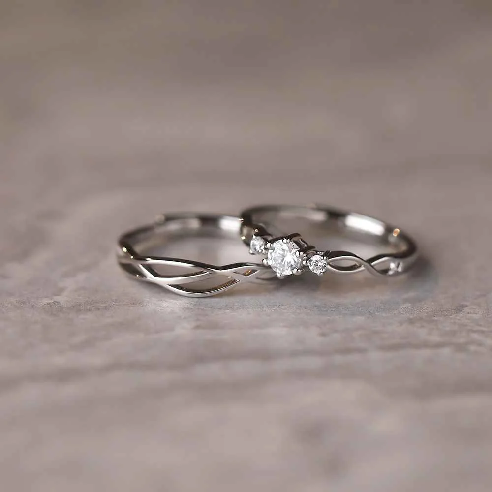Classic Minimalist CZ Engagement Ring Set - Image 4