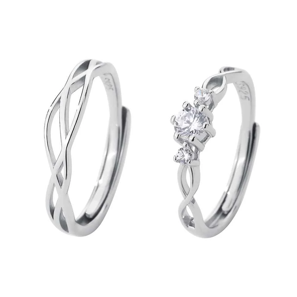 Classic Minimalist CZ Engagement Ring Set - Image 7