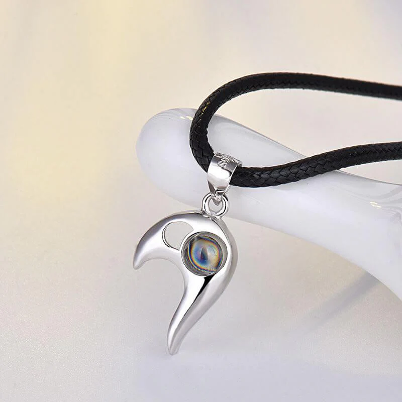 Custom Photo & Text Heart Projection Matching Necklace - Image 4