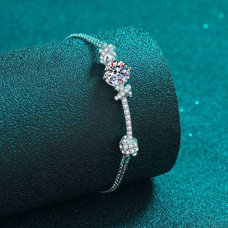 Double Chain Diamond Knot Bracelet - CZ or Moissanite - Image 3