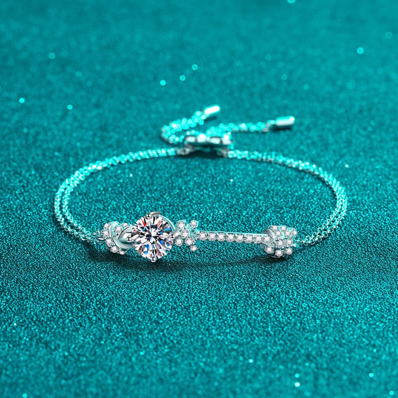 Double Chain Diamond Knot Bracelet - CZ or Moissanite - Image 5