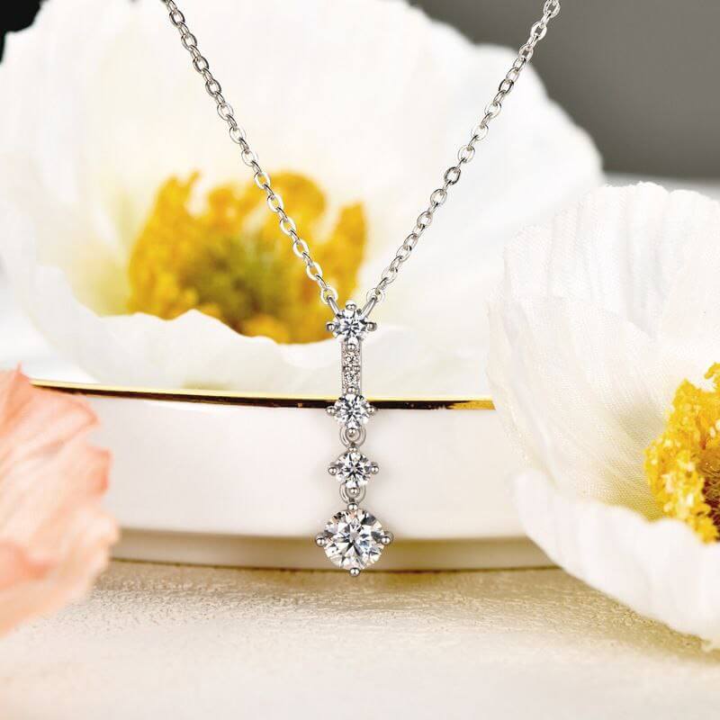 Elegant Four Beads Moissanite Necklace - Image 4