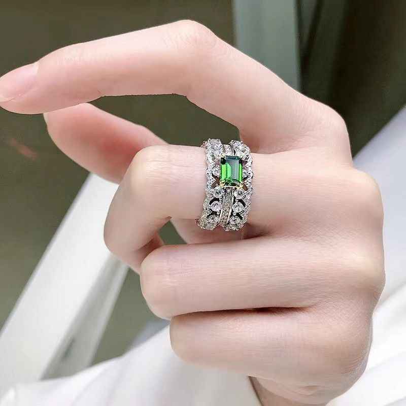 Emerald Engagement Ring - May Birthstone Ring in 925 Sterling Silver - Image 3
