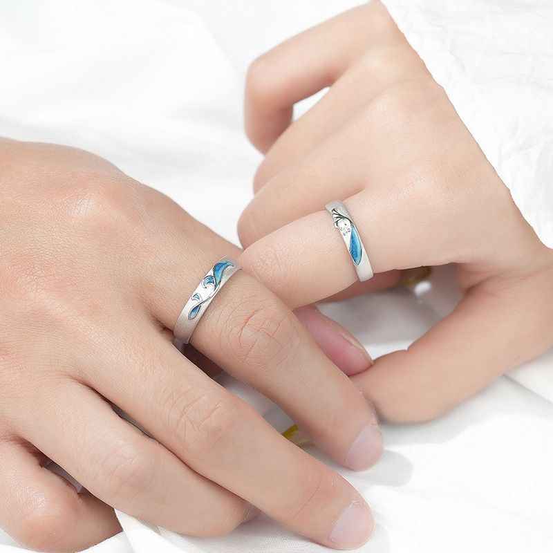 Enamel Whale Matching Couple Rings - Image 4
