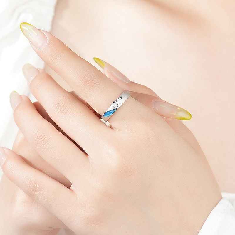 Enamel Whale Matching Couple Rings - Image 5