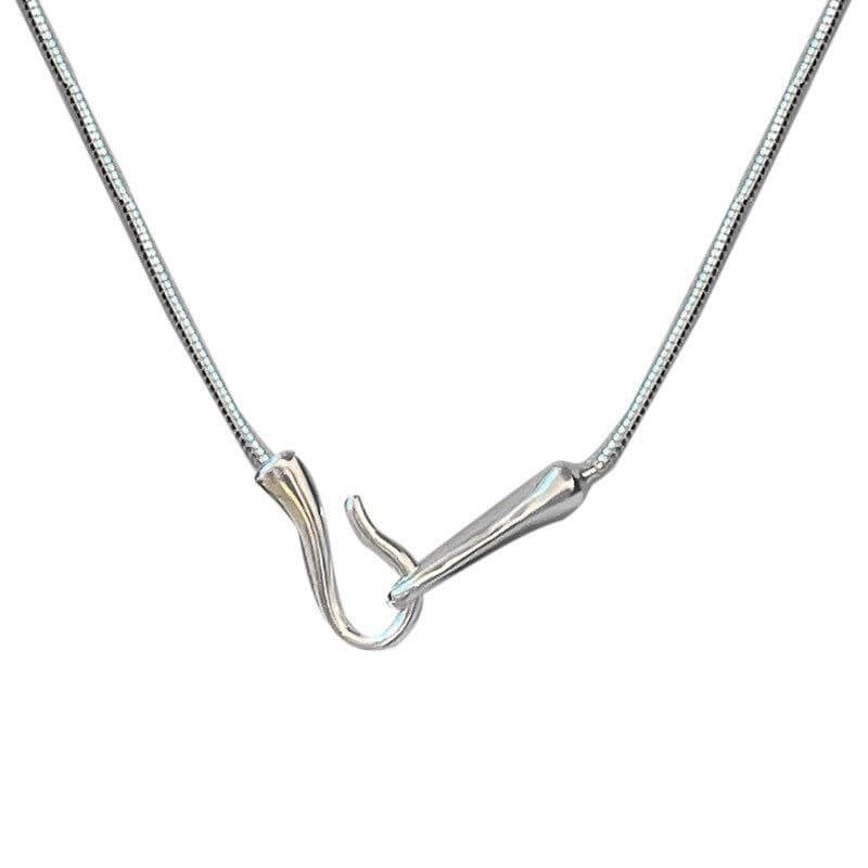 Fish Hook Snake Chain Minimalist Necklace - Image 3