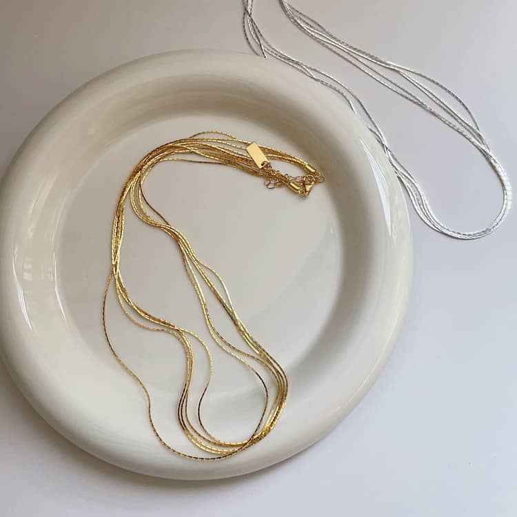 Five Layer Necklace in Sterling Silver - Silver or Gold - Image 3