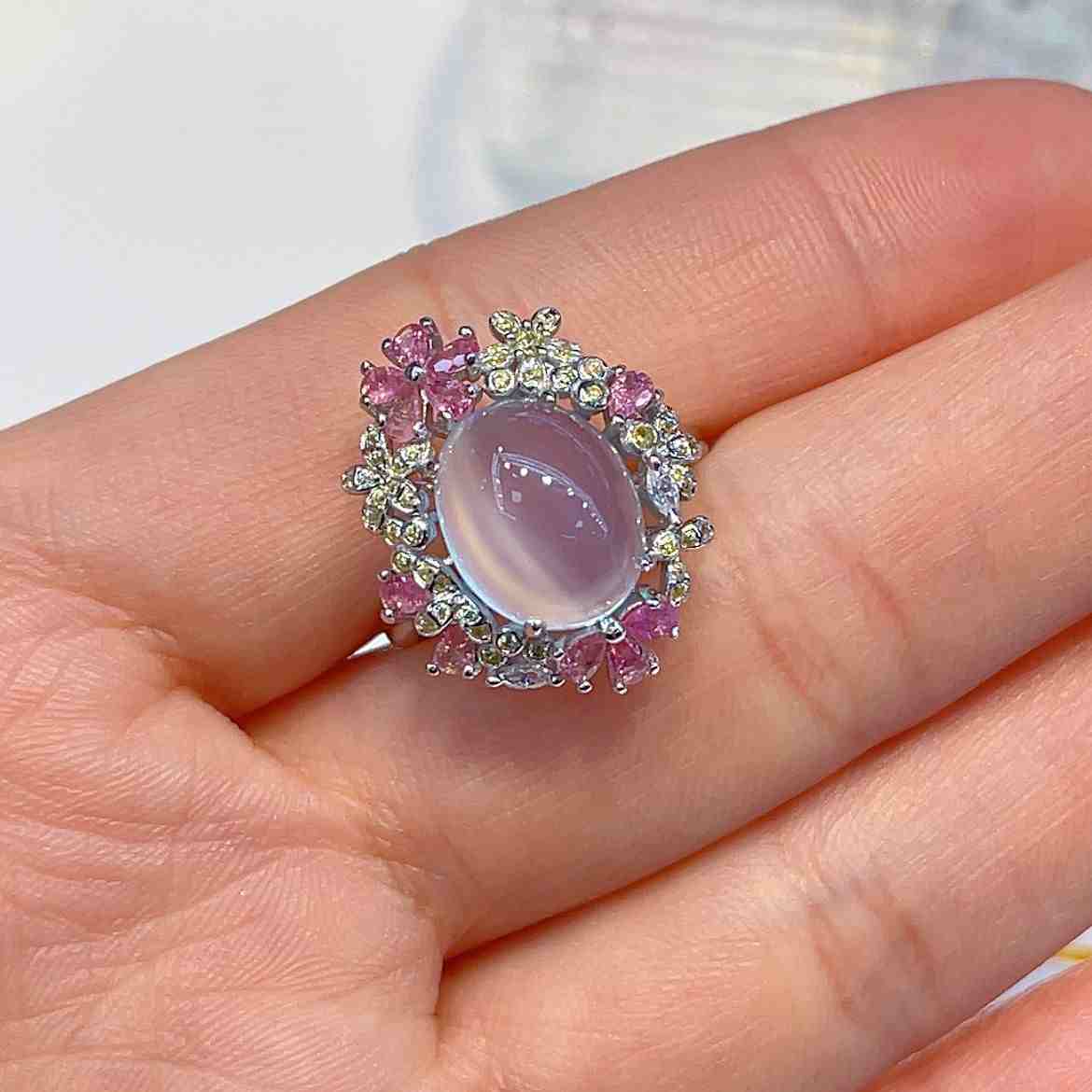 Floral Moonstone Ring - June Birthstone Ring in 925 Sterling Silver - Image 3