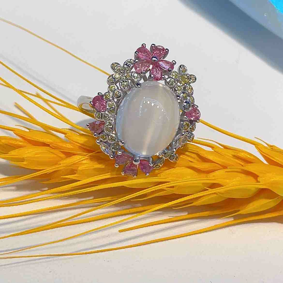 Floral Moonstone Ring - June Birthstone Ring in 925 Sterling Silver - Image 4