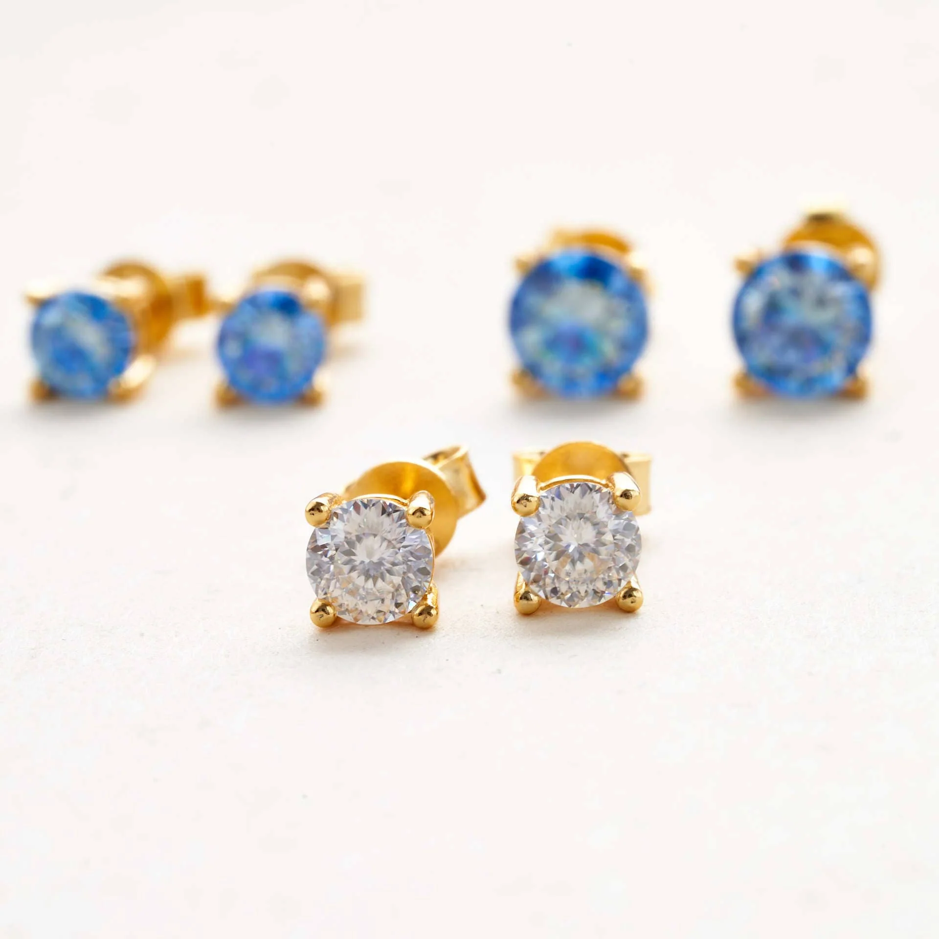 Four Prong Russian Cut Moissanite Earrings - Image 5